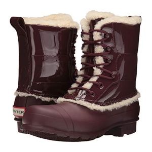 Hunter Original Patent Leather Lace Shearling Boot